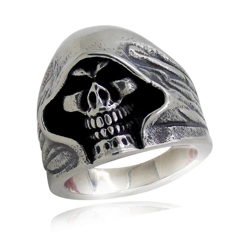 JZYN горячая Распродажа Европейское черное кольцо с черепом смерти креативное