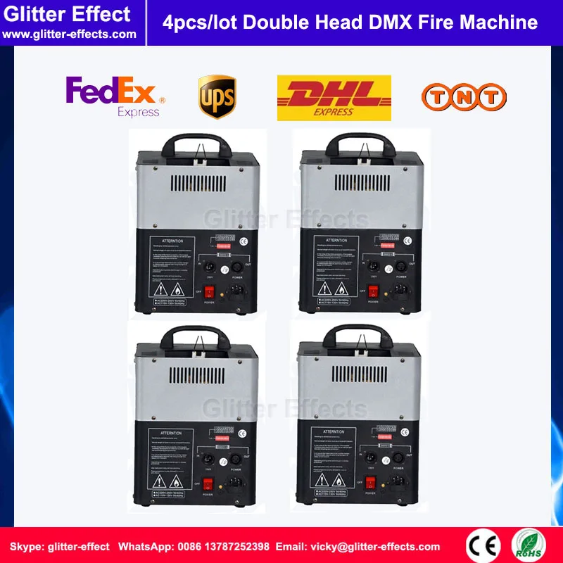 4 шт./лот 110 V-220 V Свет этапа с двумя отверстиями DMX ДИСКО пожарная машина мини Размеры квадратный Форма Мощность/DMX Управление Пламени Проектор
