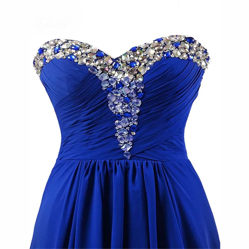 Ярко синие вечерние платья 2018 ТРАПЕЦИЕВИДНОЕ шифоновое длинное вечернее платье