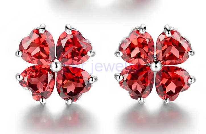 Натуральный Красный Гранат серьги гвоздики из стерлингового серебра 925 пробы
