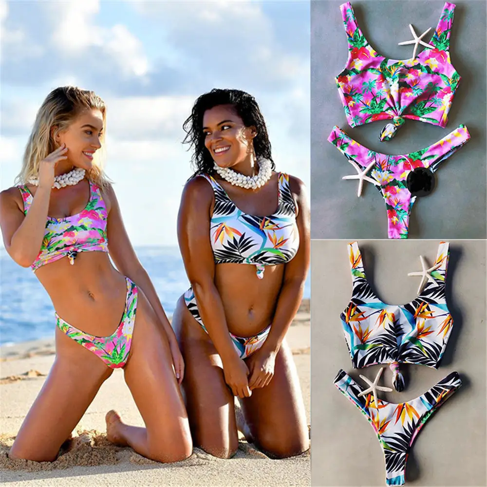 Сексуальные стринги бикини женский купальник с принтом пуш ап Бразильский