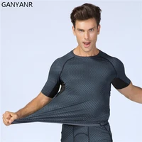 ganyanr running t shirt men basketball tennis gym sportswear tee sports fitness compression short sleeve exercise tights tops