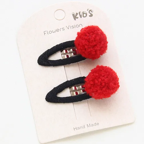 2 red 2 шт./лот, разноцветные бутиковые заколки для волос для маленьких девочек, модные заколки для волос с маленькими цветками и шариками, Детские аксессуары для волос - Цвет: 2 red