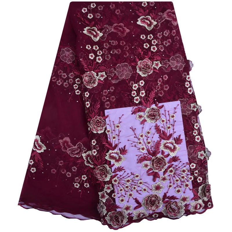 

2018 New Style French Net Lace Fabric 3D Flower African Tulle Mesh Lace Fabric High Quality African Lace Fabric For WeddingA1233
