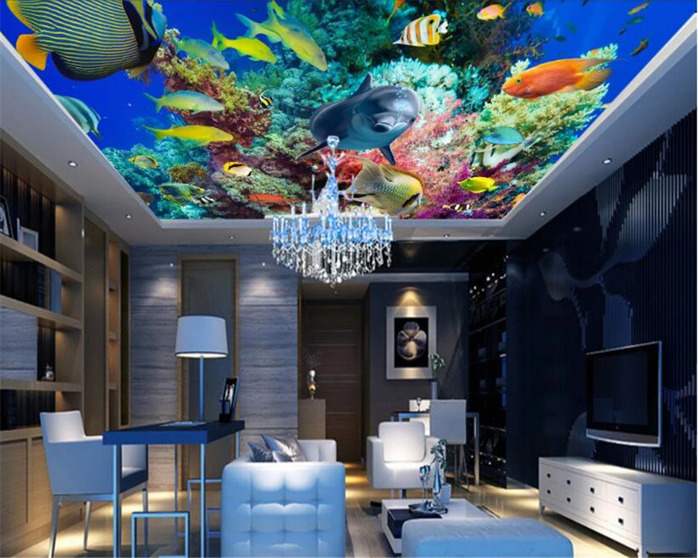 3D обои beibehang современная мода трехмерные Коралловая подводная лодка