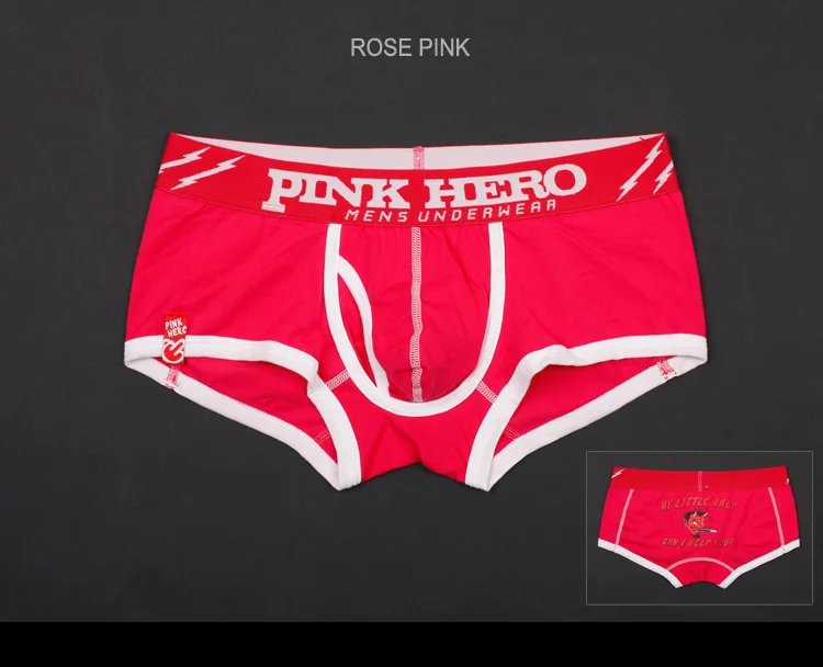 Классные! Pink Heroes Для мужчин нижнее белье трусы-боксеры с героями мультфильмов из хлопка Для мужчин трусы-боксеры Шорты модные, пикантные U сумка Для мужчин нижнее белье Шорты