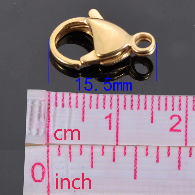 15.5mmx9mm 10pcs FUNIQUE 50 шт застежка из нержавеющей стали для лобстера фурнитура пять размеров Серебряный тон полированная штамповка пустая застежка для браслета сделай сам - Цвет: 15.5mmx9mm 10pcs
