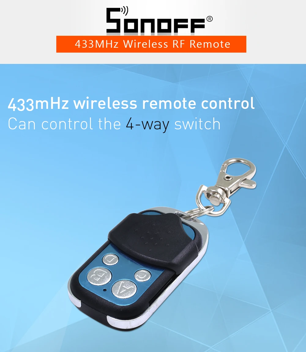 SONOFF, 433 МГц, пульт дистанционного управления, Wifi, 4 канала, беспроводной 433 управления, ABCD, 4 кнопки, переключатель, умный брелок для SONOFF, T1/4CH/RF
