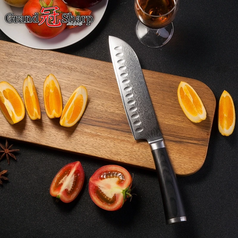 GRANDSHARP набор кухонных ножей из 2 предметов Santoku Набор шеф-повара vg10 японские