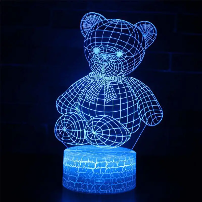 Рождественские украшения 3d любовный медведь красочная настольная лампа с