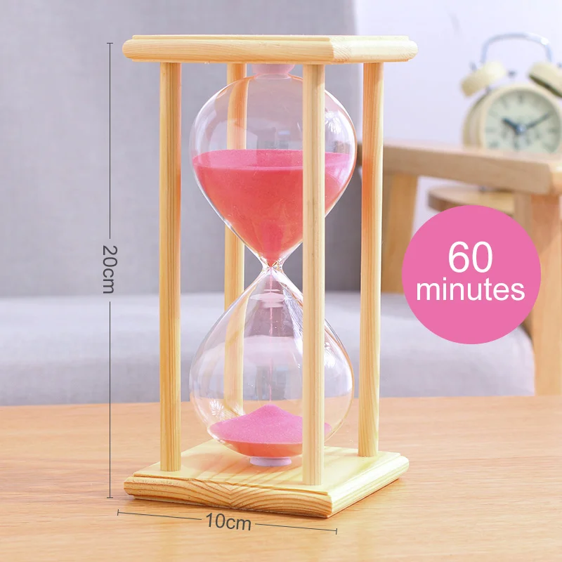 60mins Pink Часовое стекло 60 минут Деревянный Песок Часы гравировка песок стекло таймер украшения украшение дома аксессуары SL-SZMS - Цвет: 60mins Pink