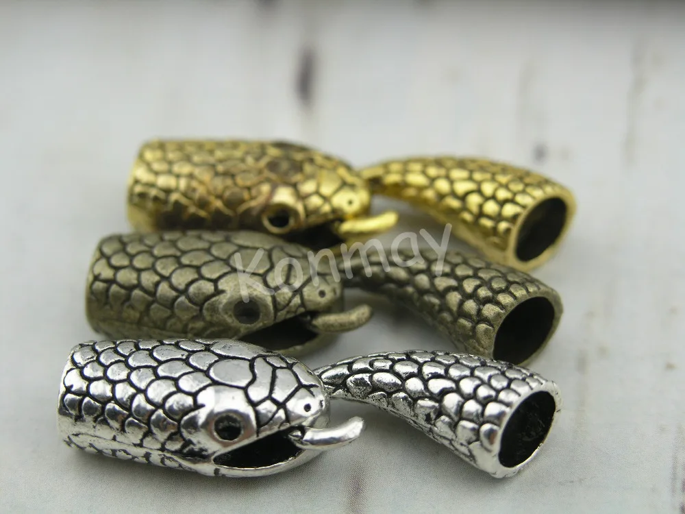 

4 Colors--10 Sets Dia. 7.0mm Snake Head Hook Clasp For Round Leather Cord--CLP1042