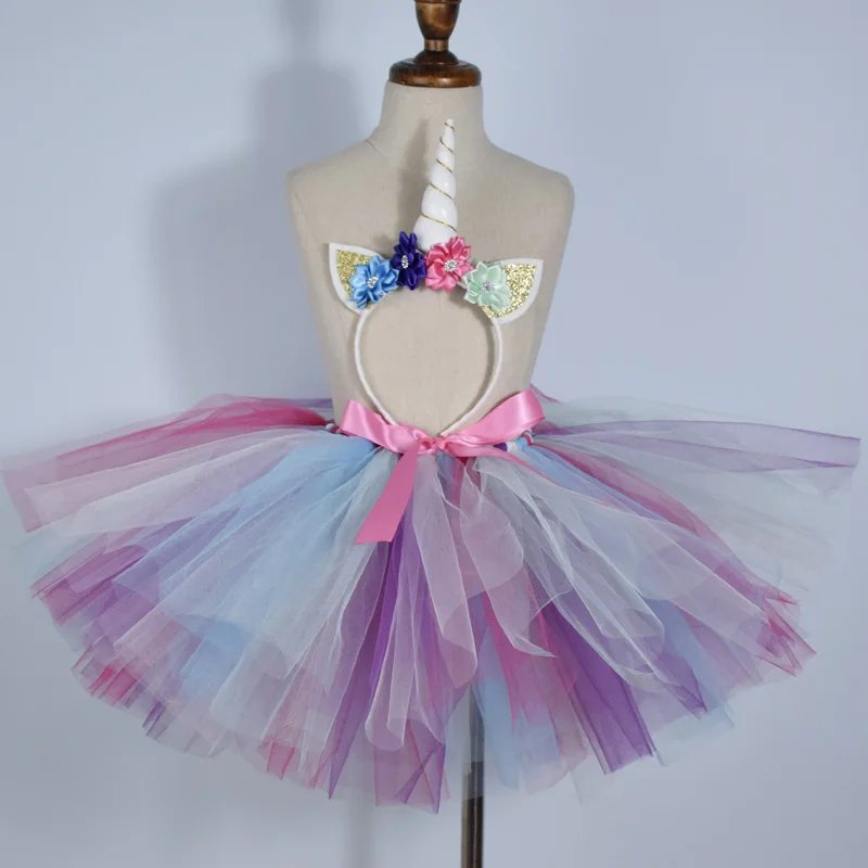 Юбка-пачка с единорогом для девочек повязка на голову пышная фатиновая пачка