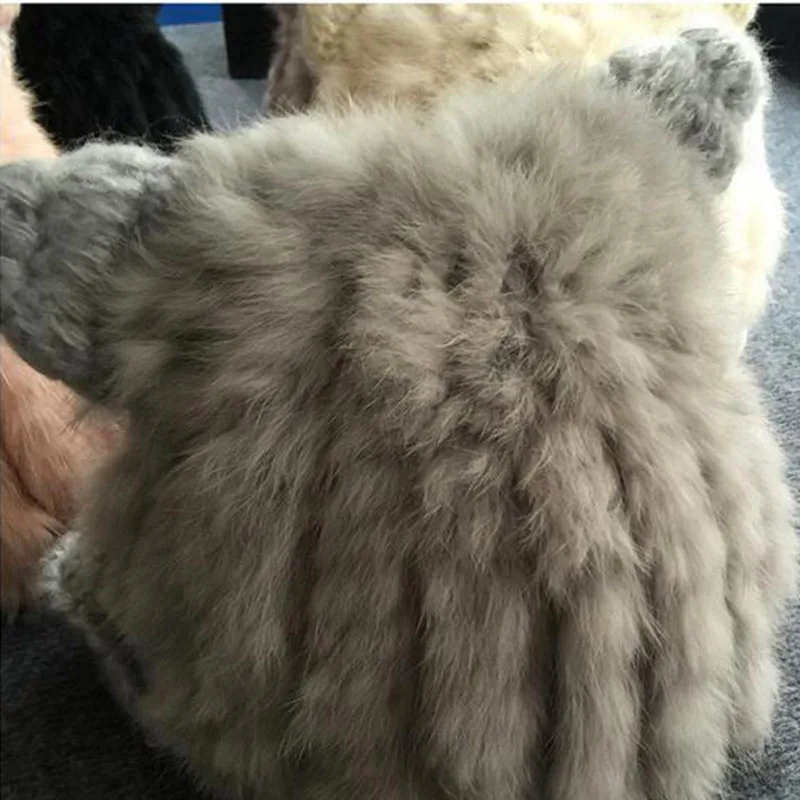 Роскошные меховые зимние шапки для женщин милые кошачьи ушки вязанные бобы 2018