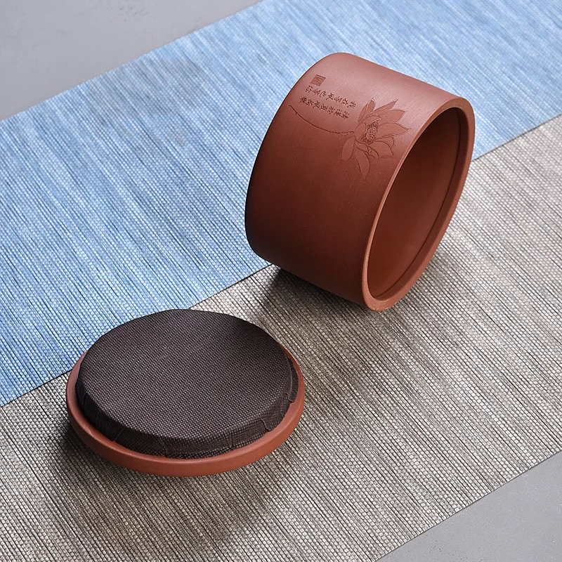 Китайский Стиль керамический цилиндрический Чай банки для хранения черный