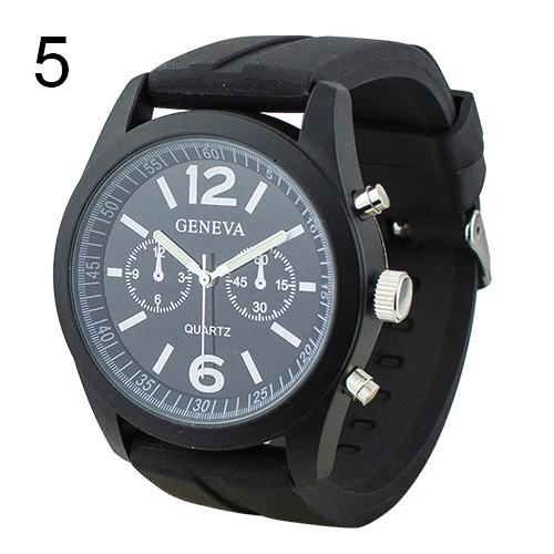 Лидер продаж популярная черный циферблат силиконовой лентой Женева Кварцевый