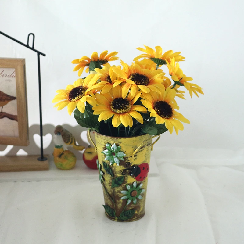 5 типов пластиковый Подсолнечник искусственный цветок поддельный букет Флорес