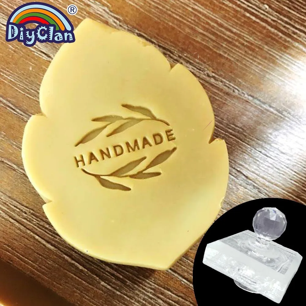 Stamp with handle Форма листа мыло ручной работы штамп плесень прозрачный Diy Натуральное органическое стекло мыло с ручкой акриловые главами на заказ - Цвет: Stamp with handle