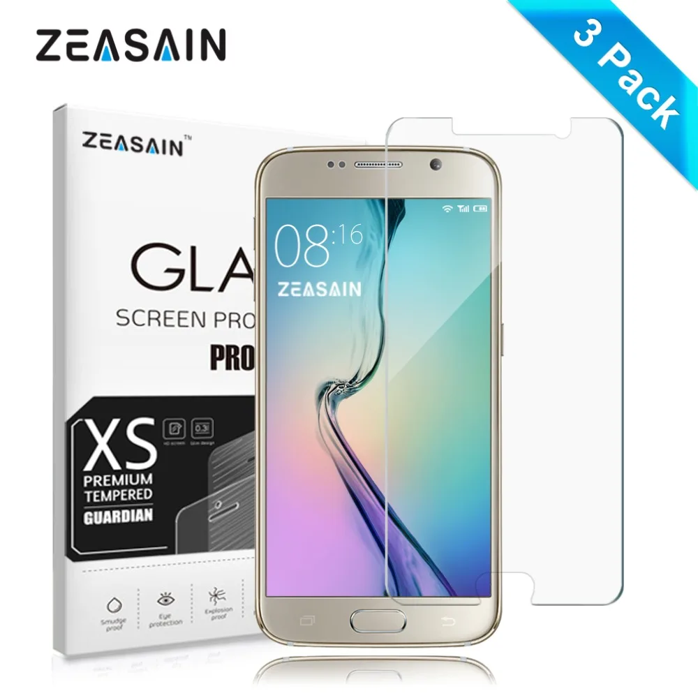 

[3 Pack] Original ZEASAIN HD Clear 0.3mm 9H Screen Protector Tempered Glass Film For Samsung galaxy S6 galaxys6 Toughened Film