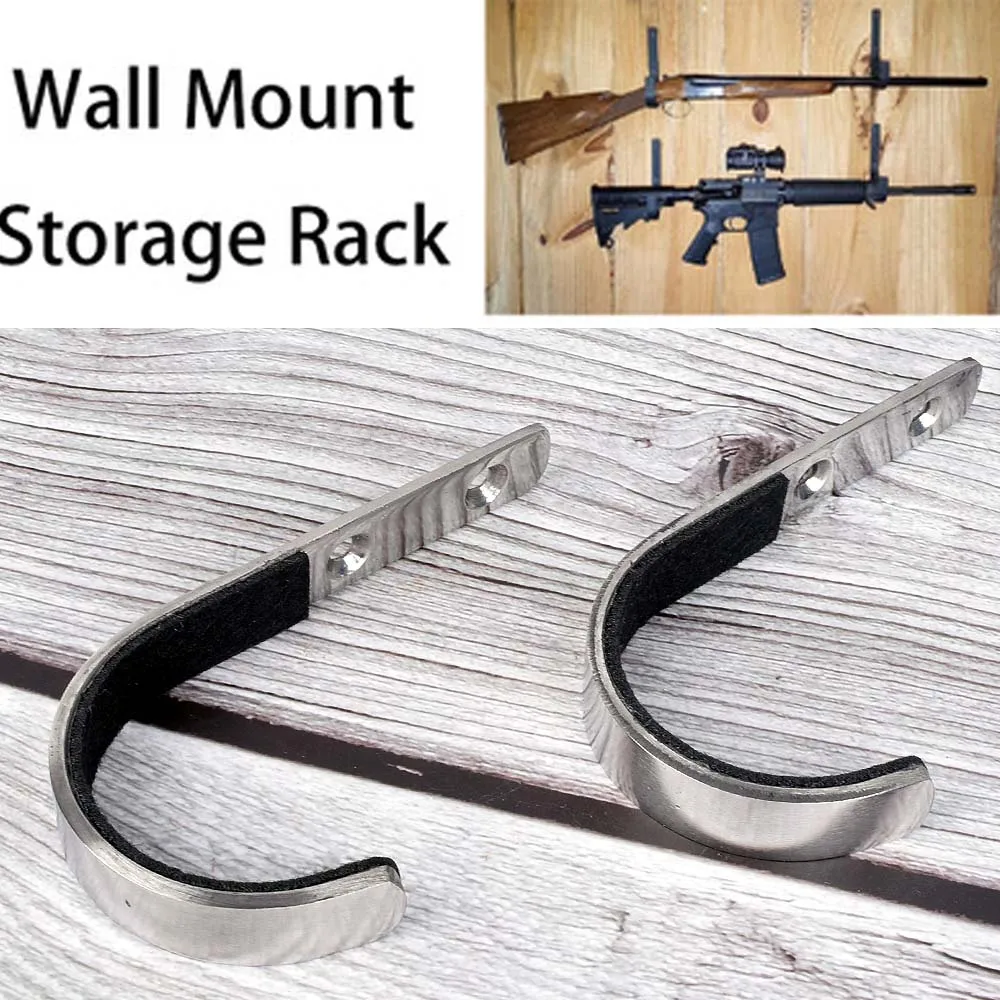 

1 Pair Gun Wall Mount Storage Rack J-Hook Rifle Shot gun Hangers Set Anti-Scratch New Stainless steel gun rack