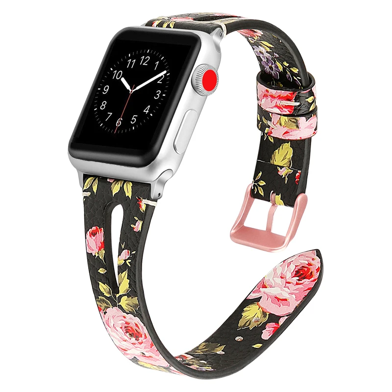 Ремешок из натуральной кожи для apple watch band 40 мм 38 44 42 браслет с принтом iwatch correa series