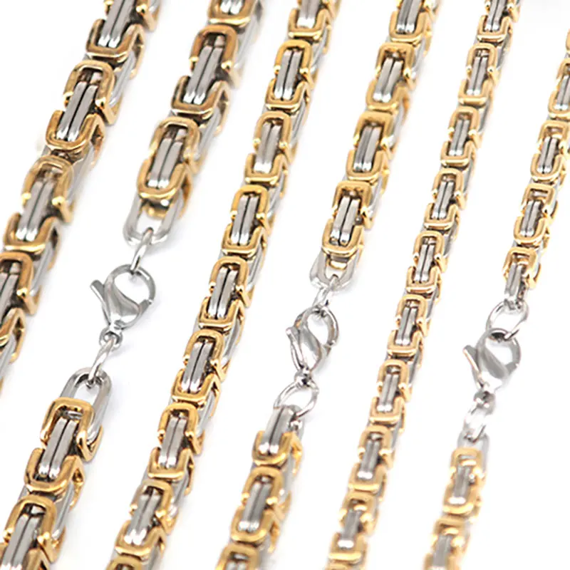 Мужская цепочка серебристого и золотого цвета из нержавеющей стали 316 22 дюйма