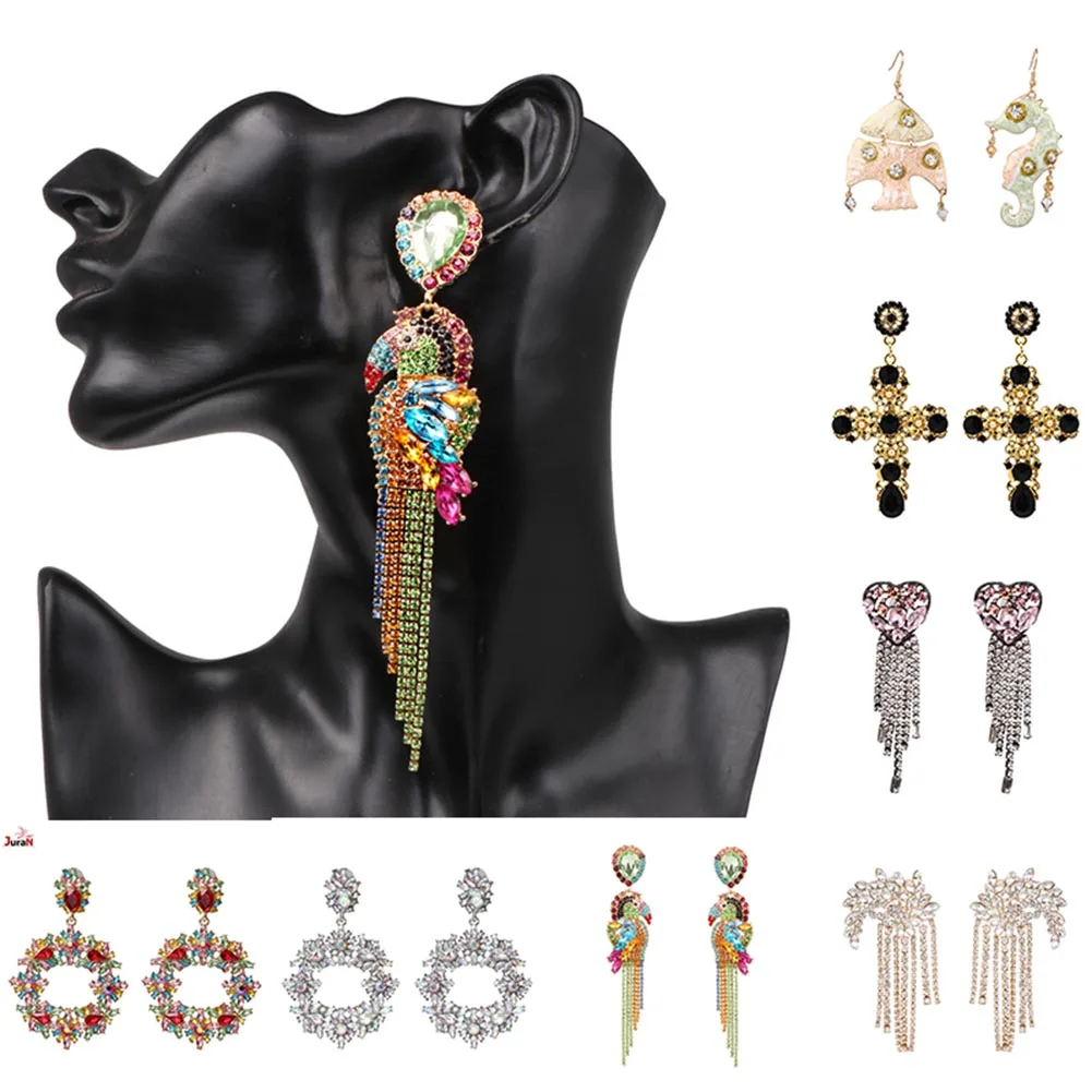 Стеклянные хрустальные висячие серьги свадебные женские элегантные