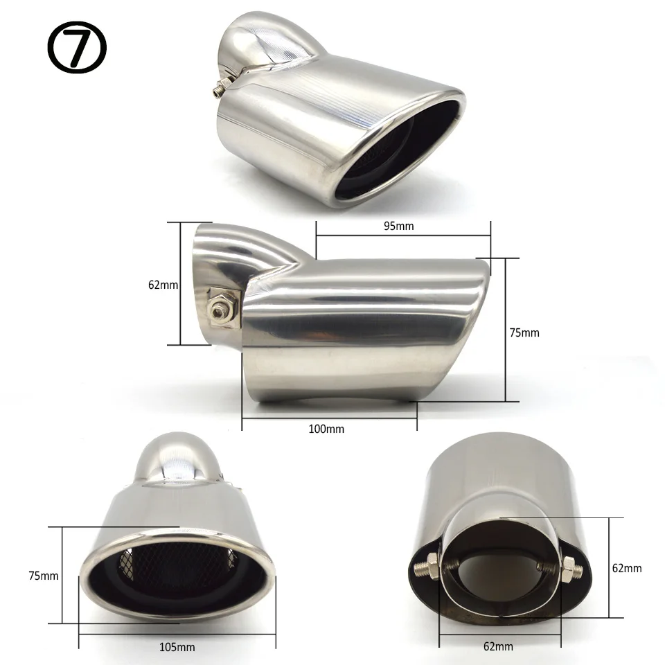7 ZDPARTS автомобильный глушитель наконечник трубы для Mazda Nissan Ford Kia Chevrolet hyundai Citroen Volkswagen Универсальный хромированный нержавеющий - Цвет: 7