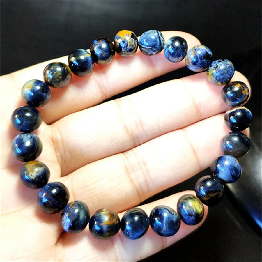 8.5mm Natural Namibia Pietersite Blue Yellow Stretch Gemstone Round Beads Bracelet For Man and Woman | Украшения и аксессуары