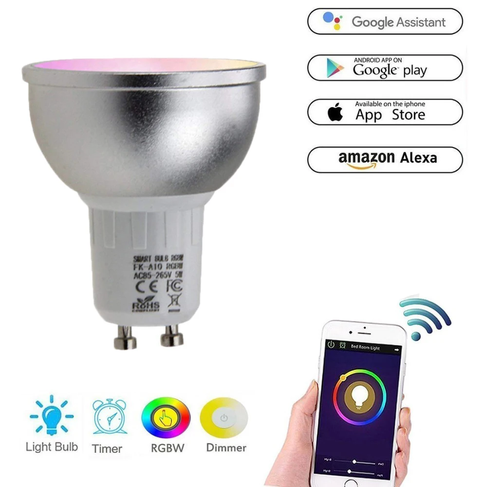 Boaz GU10 умный Wifi Точечный светильник 5 Вт умная лампочка с дистанционным