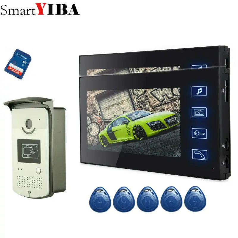 

SmartYIBA 7" Video Door Intercom Doorbell Phone Wired Visual Video Intercom Speakerphone System Home Recording intercom