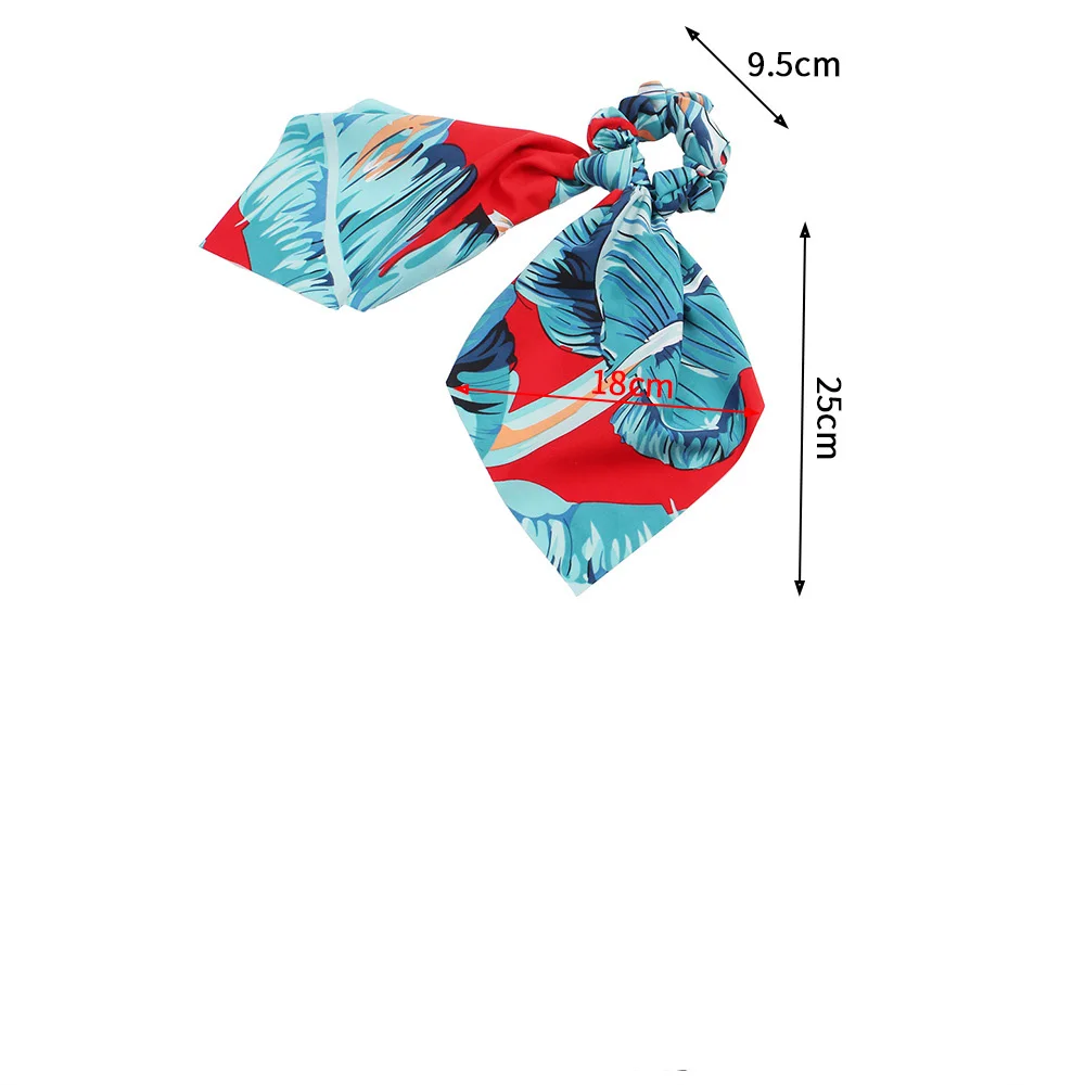 New Ribbon Scrunchie Chiffon Headband Summer Beach Scrunchies Women Elastic Hair Bands Girls Ties Printed Accessories |