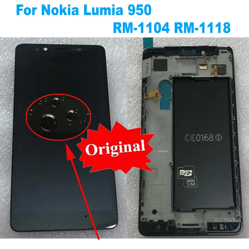Оригинальный для Nokia Lumia 950 RM 1104 полный ЖК дисплей с сенсорным экраном дигитайзер