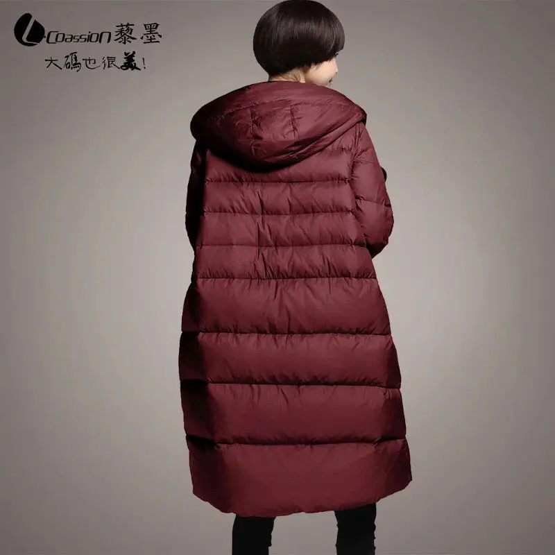 Новинка размера плюс M~ 5XL Женские парки длинные гусиный пух толстые куртки с капюшоном зимняя Свободная Женская верхняя одежда пальто Высокое качество