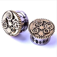 1piece vintage antique copper ear plugs tunnels flesh expansions piercing earring gauges ears expander ring fashion body jewelry