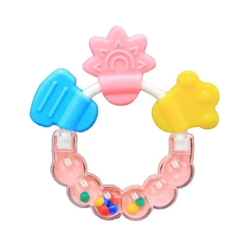 New Cartoon Baby Baby Teether Educational Toys Bite Baby Rattle Round Teether Toys Bed Silica gel Hand Bell