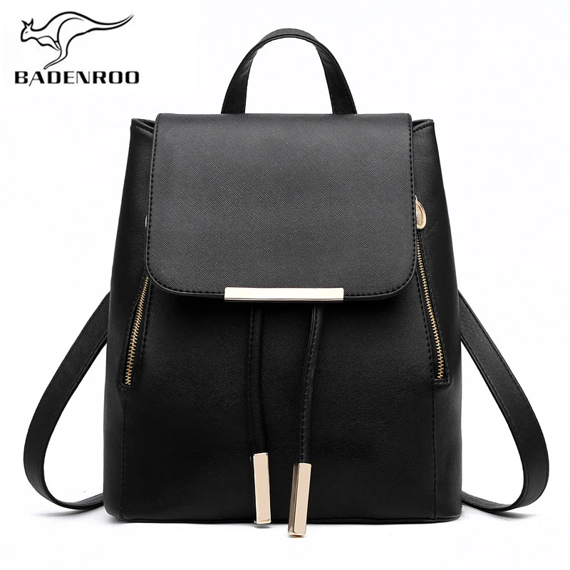 

Badenro Hot Sale Leather Women's Backpack High Quality School Bags Mochila Rucksack Escolar Backpacks For Teenagers Girls Bolsas