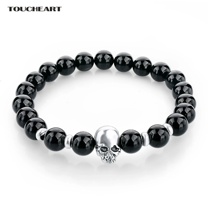 Новые черные бусины TOUCHEART из натурального камня очаровательные браслеты с