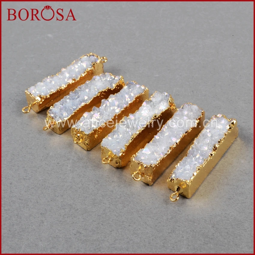 _ Натуральный камень титан AB друза очаровательный разъем прямоугольный BOROSA Geode