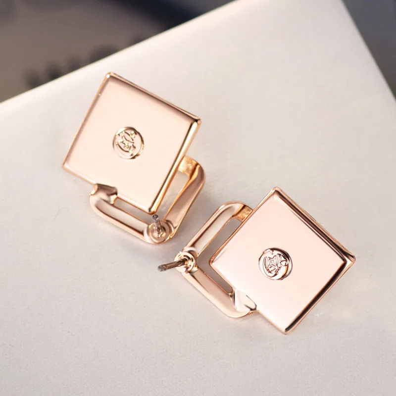 Женские серьги гвоздики Neoglory белый австрийский горный хрусталь розовое золото