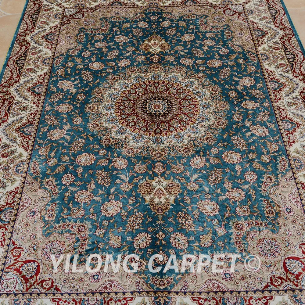 Yilong 4' x 6 'ковер ручной работы синий медальон дизайн vantage античные персидские