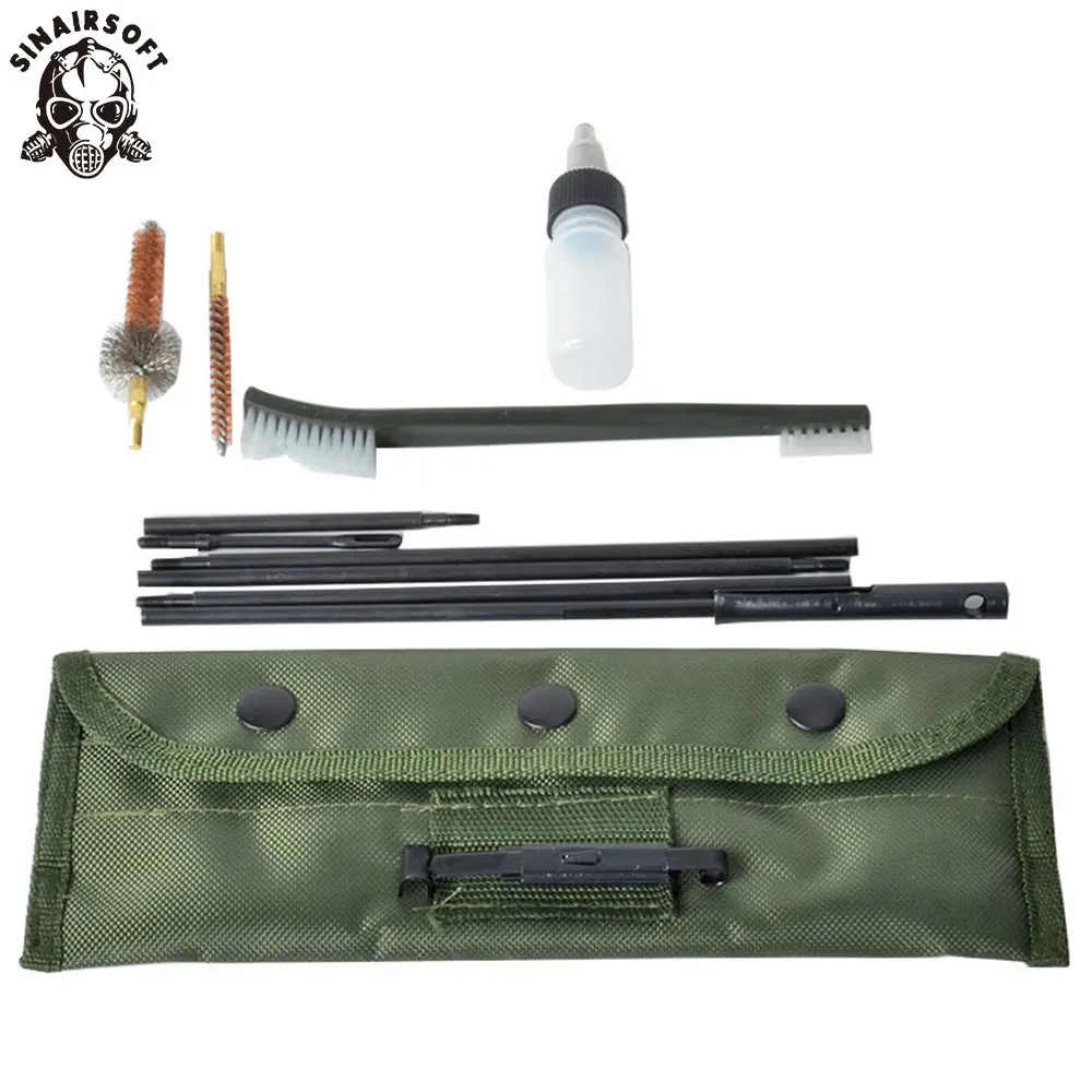 SINAIRSOFT AR 15 AK 5.56mm M16 Portable Carbine Rifle Cleaning Kit With Flexible Rod Brushes Pouch Bottle SA5204