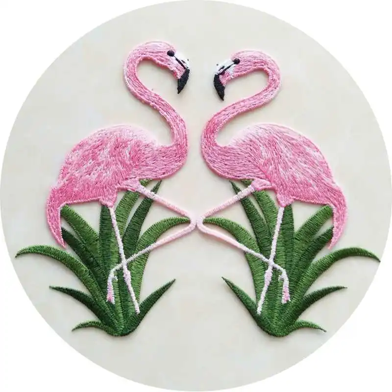 1 пара вышитая аппликация в виде розового фламинго|appliques embroidered|embroidered appliquesewing