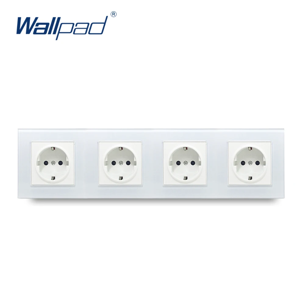 4 EU Socket Тройная Европейская розетка, настенная панель из закаленного стекла с кристаллами, белая стеклянная панель, 16А, EU 110 В-240 В, 3, EU настенная розетка, 258*86 мм, размер - Тип: 4 EU Socket