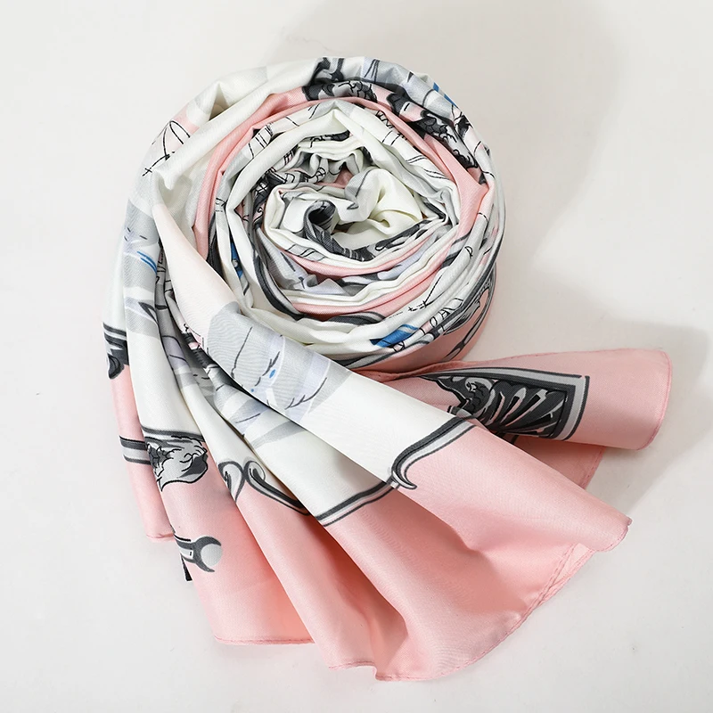 

[FEILEDIS] 100% Silk Scarf Women Large Shawls Print Stoles Square Bandana Luxury Brand Kerchief Scarf Female ASN24