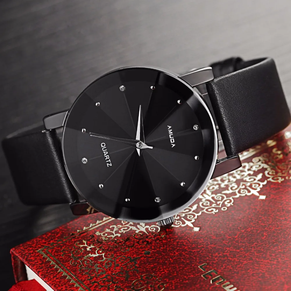 Amuda Топ Роскошные Алмаз бренд кожаный ремешок Повседневное кварцевые спортивные