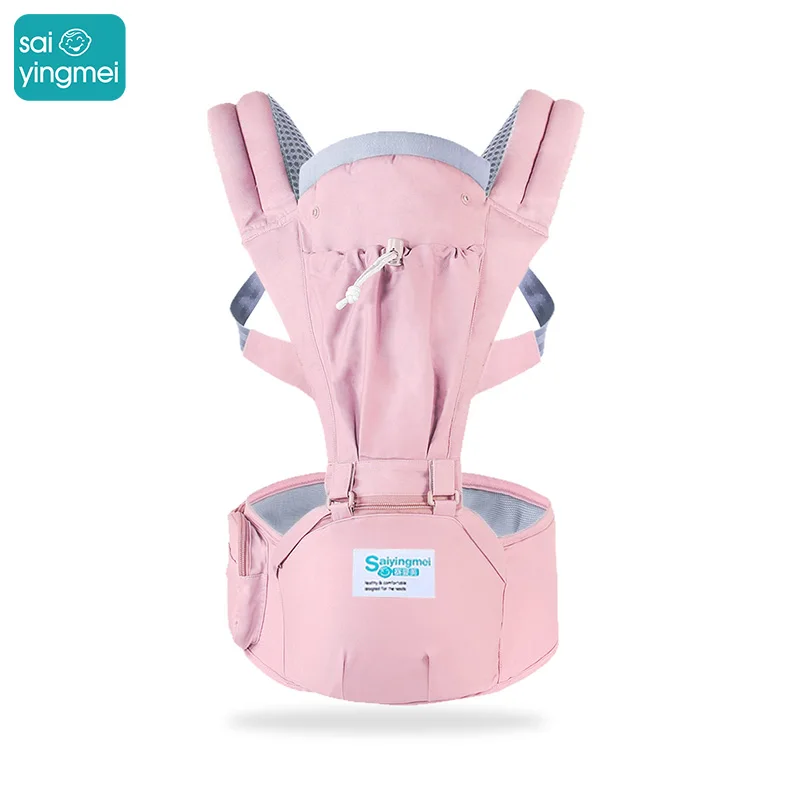 Pink Saiyingmei 2-в-1 эргономичный кенгуру Детские слинги кенгуру, Хипсит, Корректируемый дышащий рюкзак-кенгуру для от 0 до 36 месяцев - Цвет: Pink