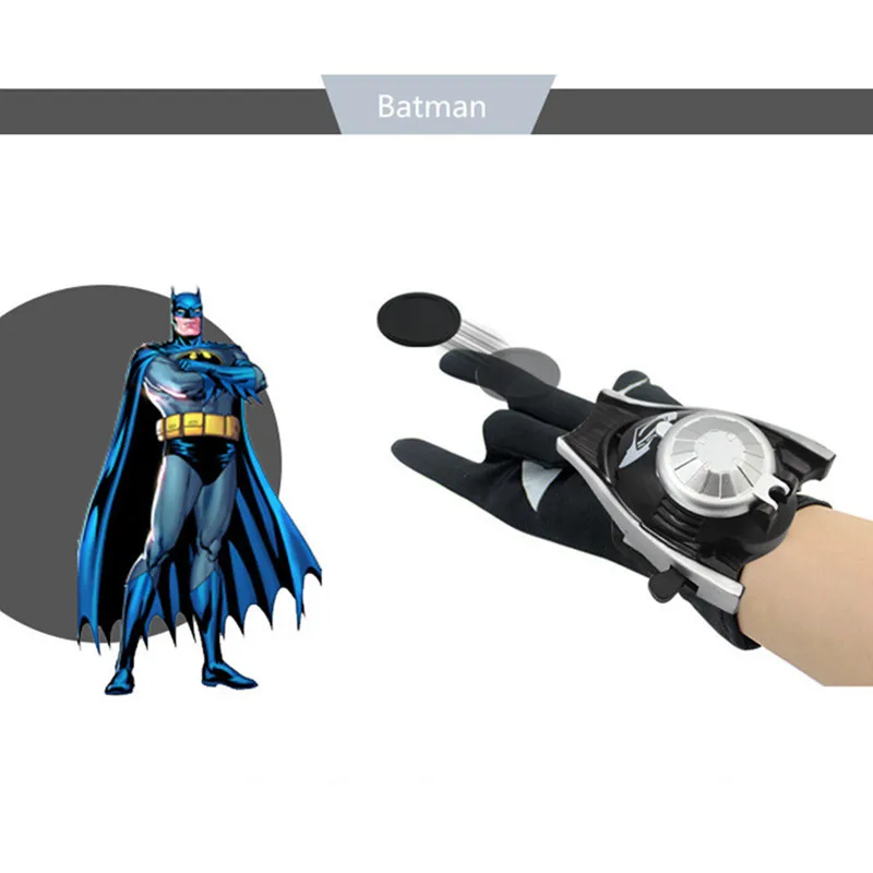 Batman Человек паук перчатки с метательной установкой косплэй костюм реквизит супергерой Бэтмен Железный человек Прихватки для мангала Хэллоуин подарок на день рождения ребёнка - Цвет: Batman