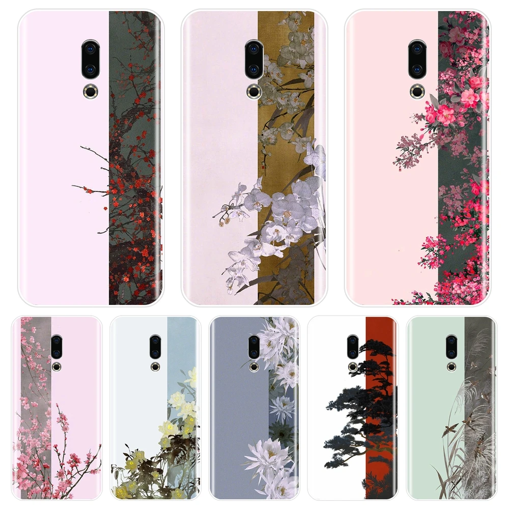Задняя крышка для Meizu Pro 6 7 Plus U10 U20 китайский цветок розовый мягкий силиконовый