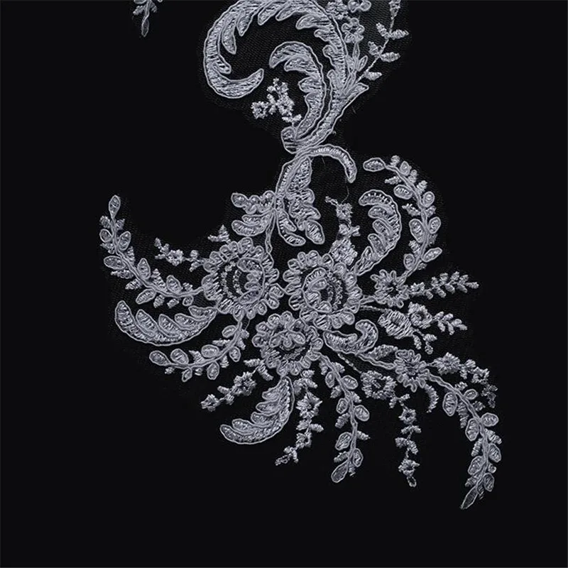 3Pcs White Ivory European Wedding Dress Tail Skirt Accessories Cording Sewing Patches Lace Applique Flower Trims DIY Craft 30X16 | Дом и сад